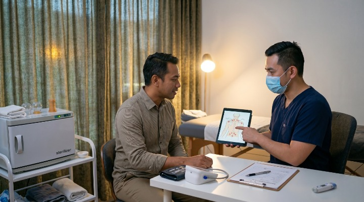 Pengamal Annaz Therapy Centre menjalankan diagnosis pelanggan